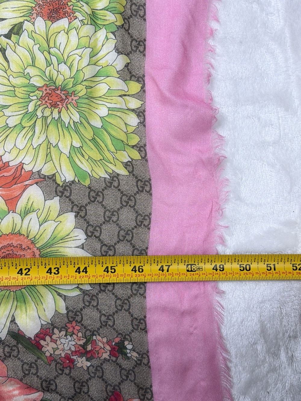 Authentic Gucci Blooms Pink Floral GG Canvas Silk-Blend large Wrap - Picture 6 of 8